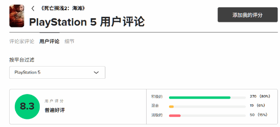 掌柜配资 《死亡搁浅2》M站用户评分8.3：PS5画面最棒的游戏